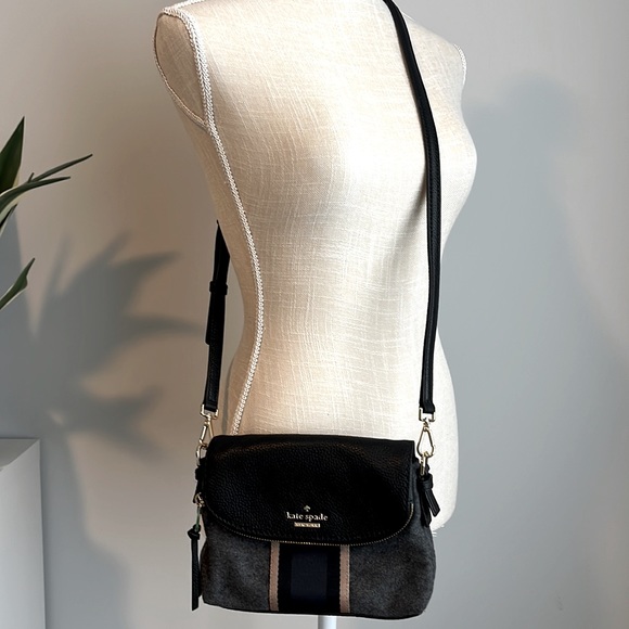 NWOT - Kate Spade Jackson Street Harlyn Felt Crossbody Bag - Grey/Black/Blue - Picture 3 of 7
